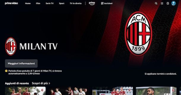 Milan TV su Prime Video