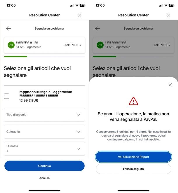 Annullare rimborso PayPal