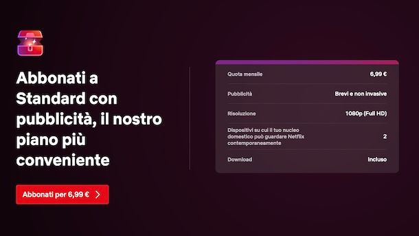 Piano Standard con pubblicità Netflix