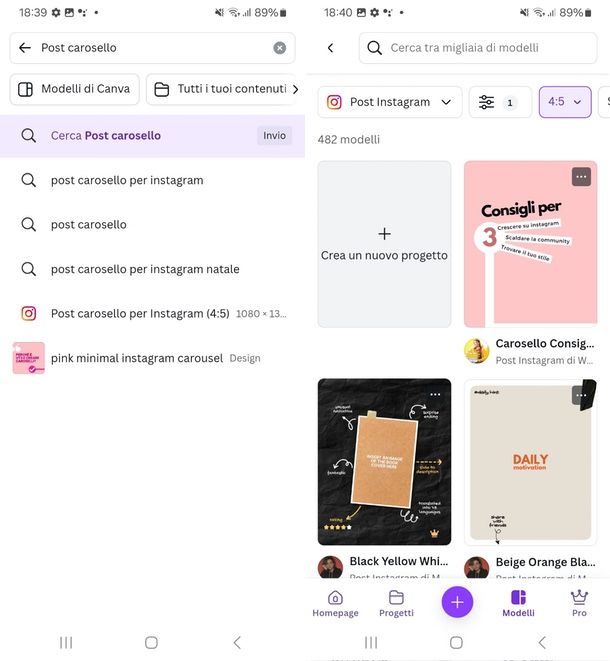 Come fare carosello Instagram con Canva