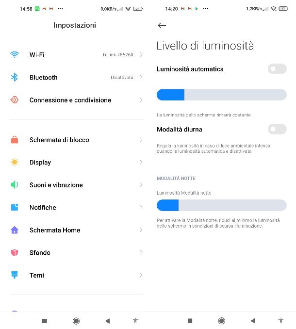 luminosità android