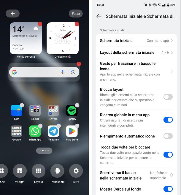 Come sbloccare il layout della schermata Home OPPO