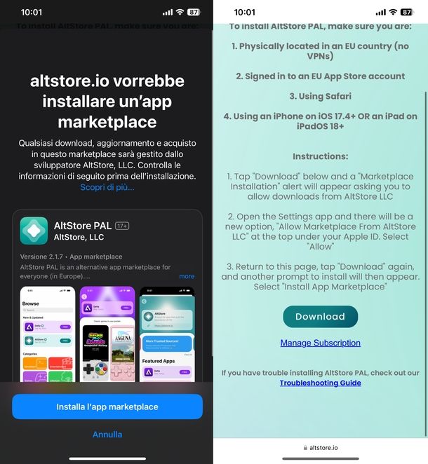 Installare AltStore iPhone