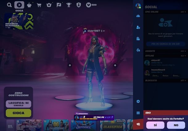Uscire da Fortnite mobile
