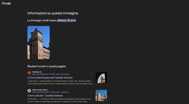 verifica origine di una foto su Google Immagini