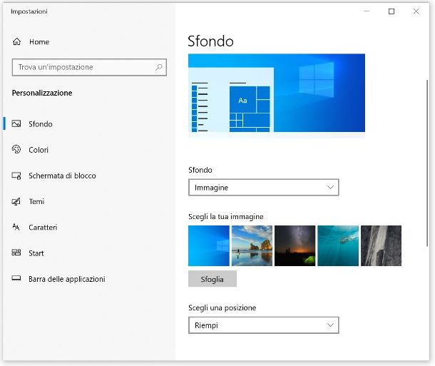 sfondo win 10