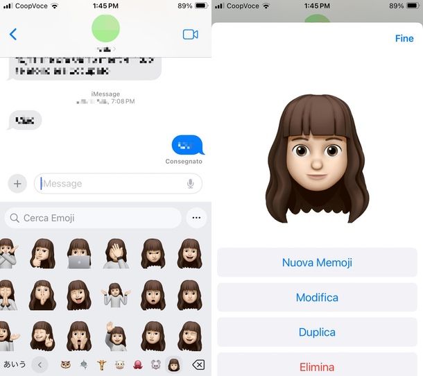 come eliminare adesivi Memoji iPhone