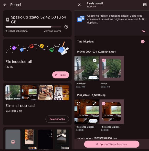 schermate app Files di Google