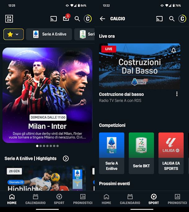 Calcio su DAZN