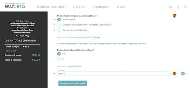 Stampare libro con Etabeta
