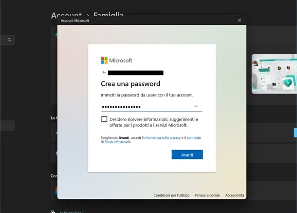 Creare account bambino Windows 11