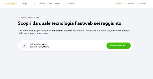 Verifica copertura fibra Fastweb
