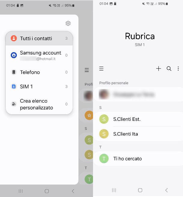 Come vedere se i contatti sono sulla SIM Samsung