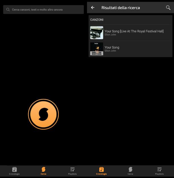 schermate app SounfHound