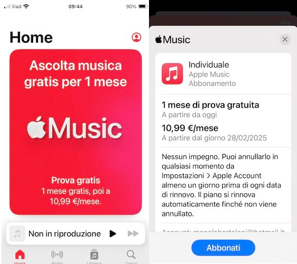 Apple Music gratis su iPhone