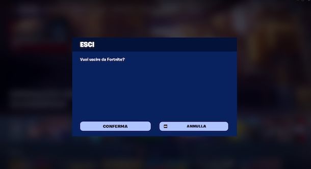 Uscire da Fortnite da PC