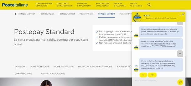 La procedura per il rinnovo della carta Postepay Standard con assistente virtuale