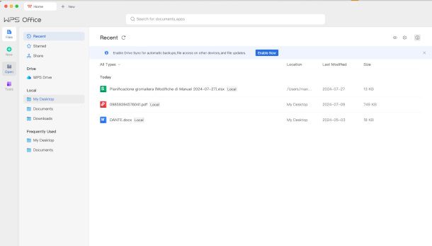 interfaccia WPS Office