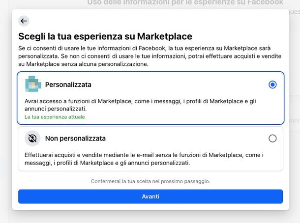 come personalizzare Marketplace su Facebook sito