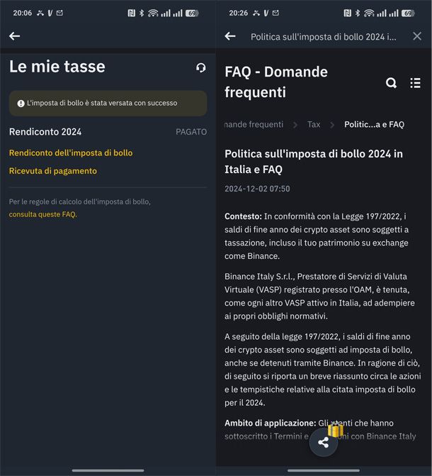 Come pagare l'imposta di bollo su Binance