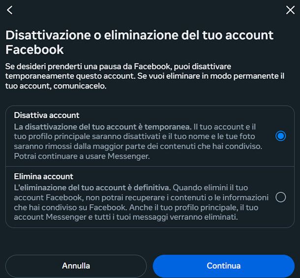 Come si sospende un profilo Facebook