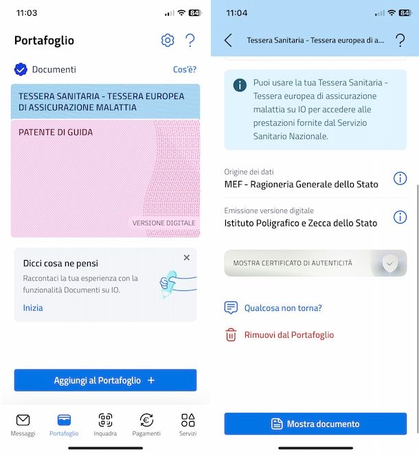 Documenti su app IO