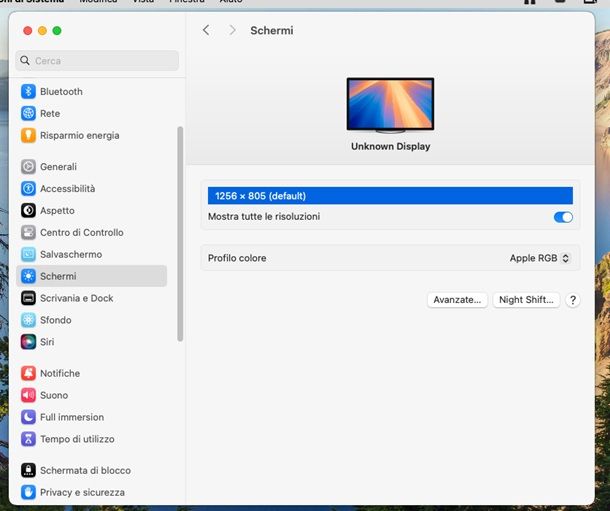 mac risoluzione