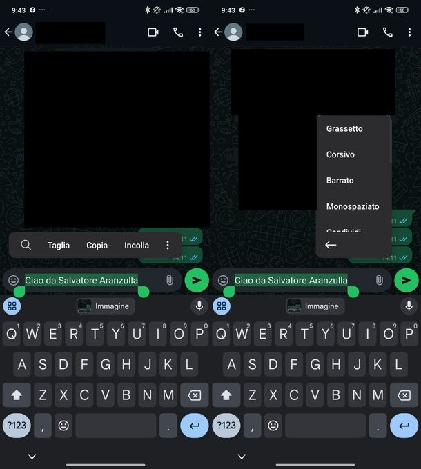 Scrivere grassetto WhatsApp Android