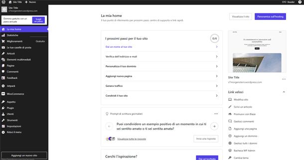 Interfaccia WordPress.com