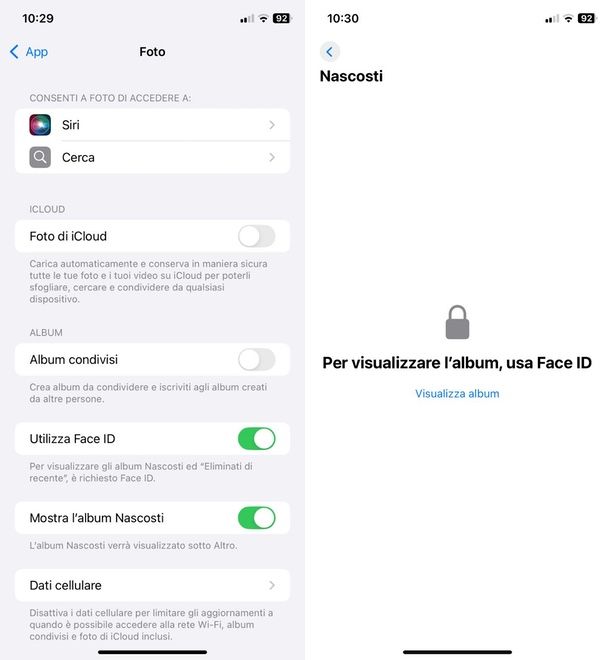 come mettere Face ID su foto nascoste iPhone