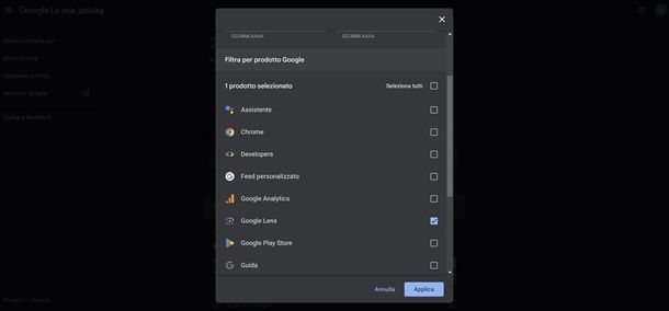 cronologia Google Lens