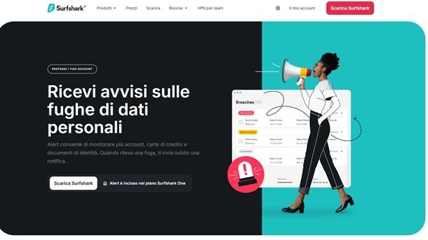 Surfshark Alert protezione dalle fughe di dati