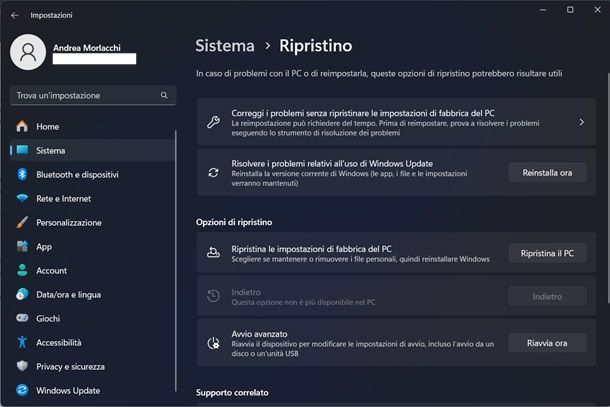 ripristino windows