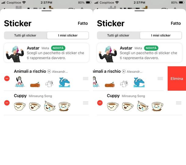 Come eliminare sticker WhatsApp iPhone