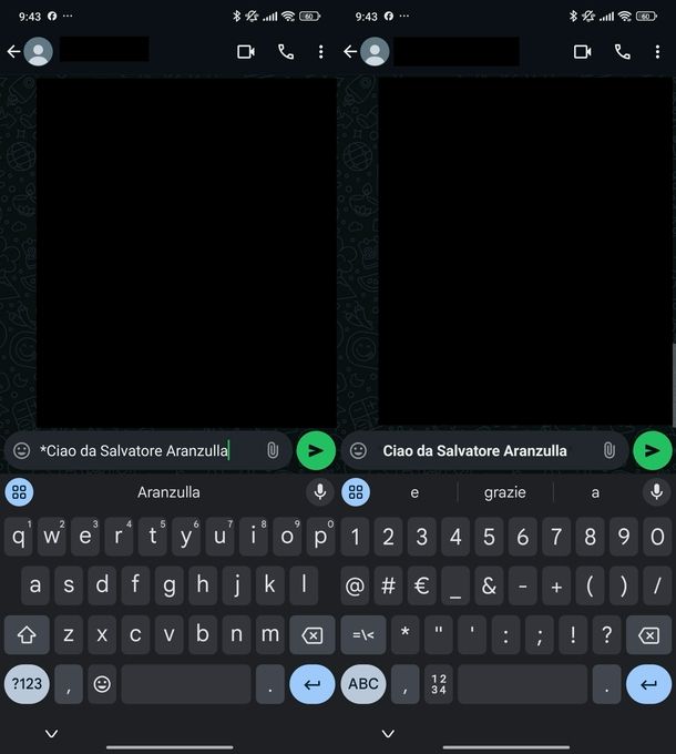 Scrivere grassetto WhatsApp Android
