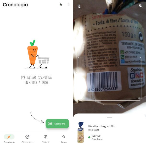schermate app Yuka