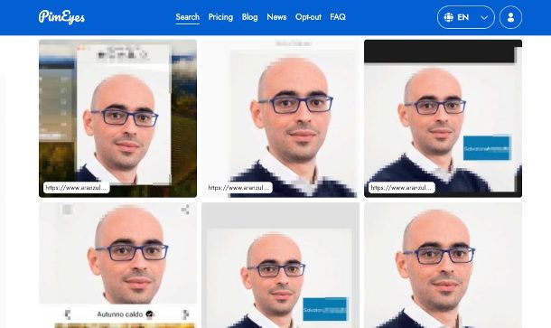 ricerca foto persona con PimEyes
