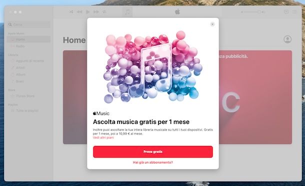 Apple Music gratis su Mac