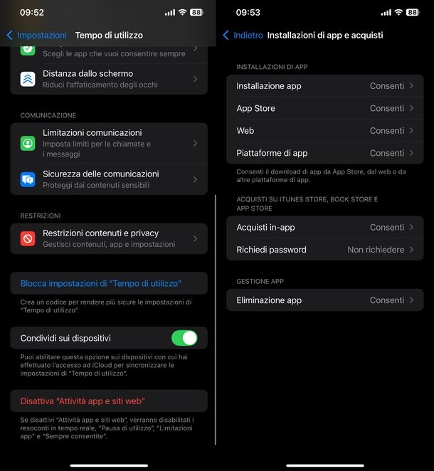 Restrizioni contenuti e privacy iPhone