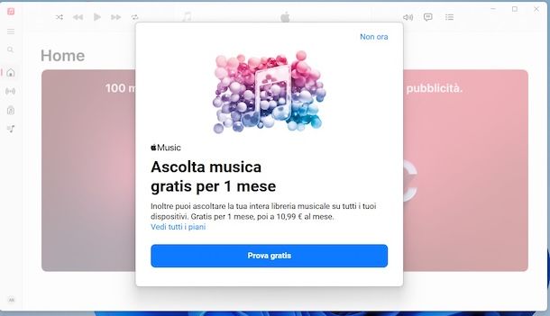 Apple Music gratis su PC