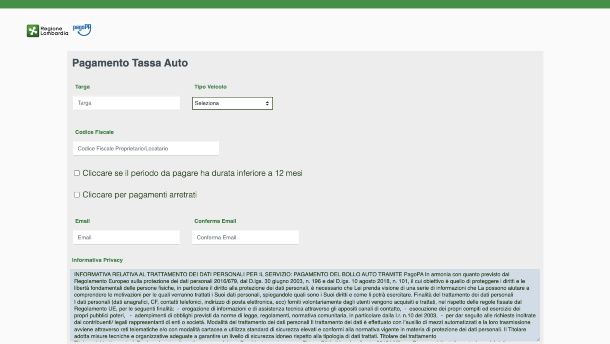 uffici tributari regionali per il bollo
