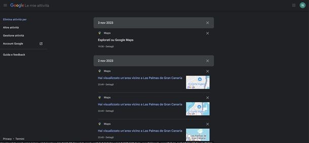 eliminare attività maps