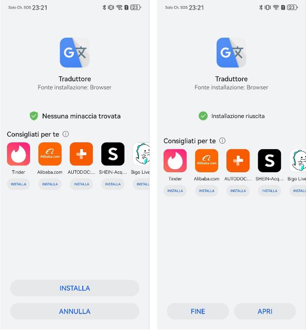 Installazione delle app