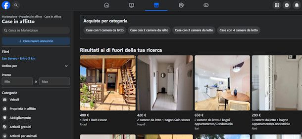 Affittare su Marketplace