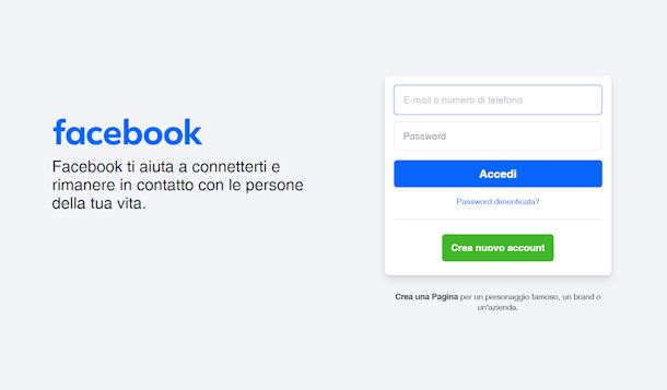 Home page di Facebook