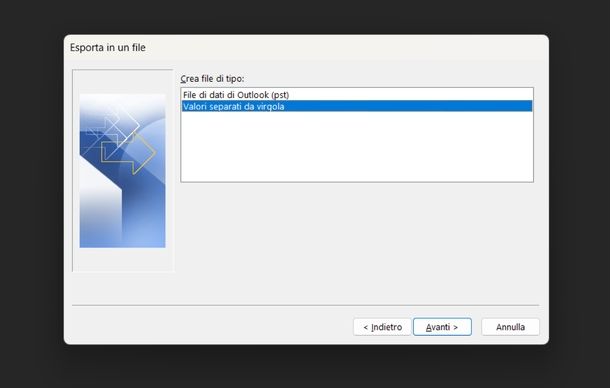 Esportare email Outlook CSV
