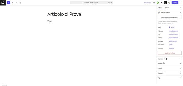 WordPress articolo