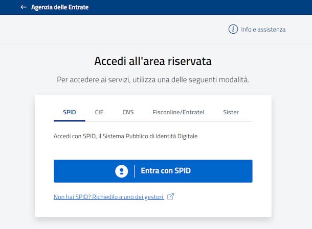 Accedere Agenzia delle Entrate con SPID