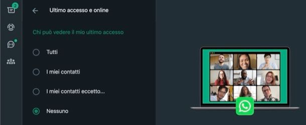 Nascondere ultimo accesso WhatsApp