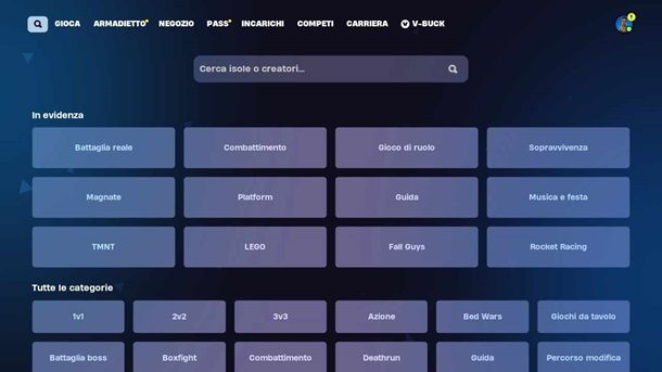 Ricercare isole su Fortnite per Nintendo Switch